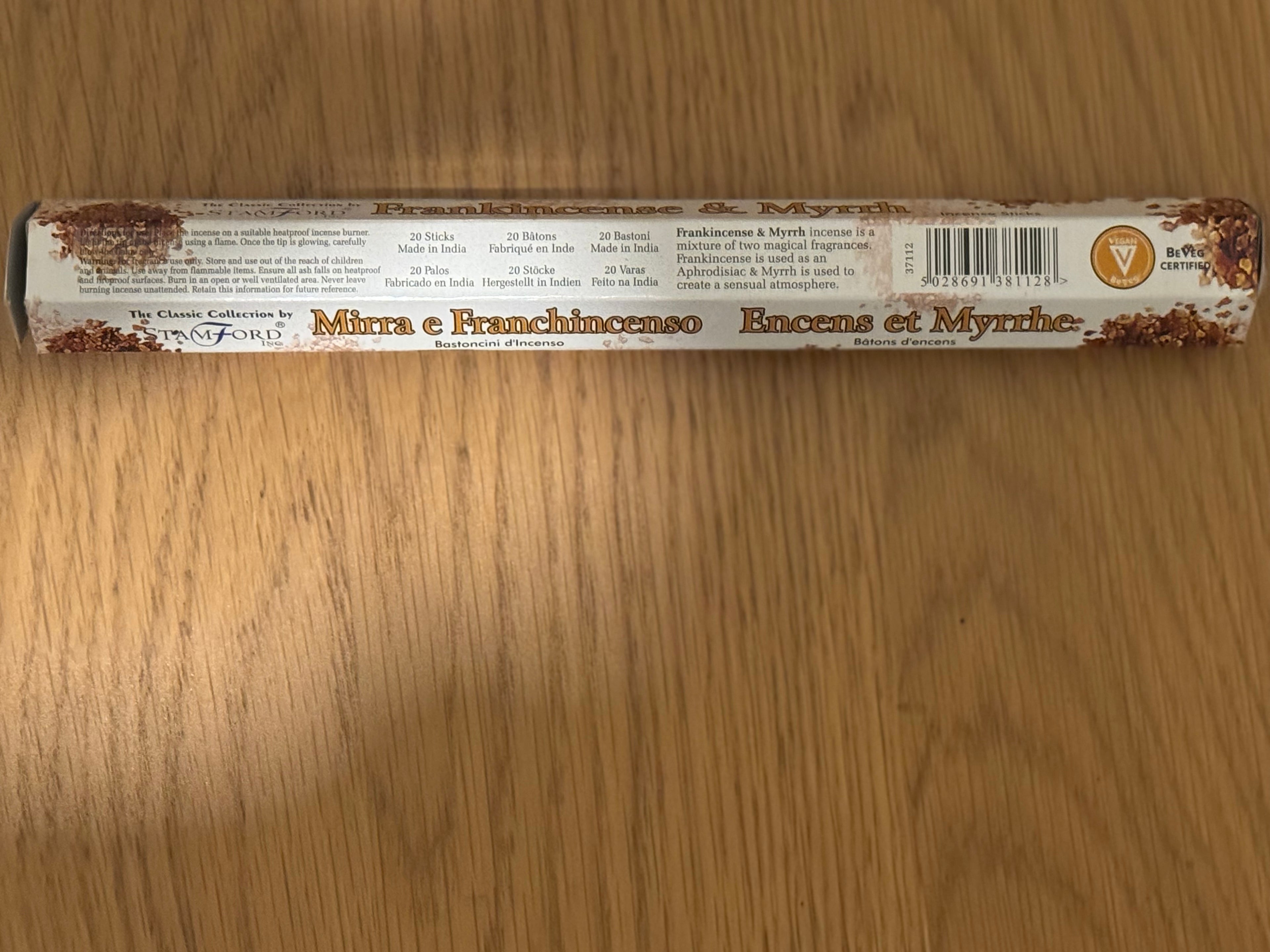 Frankincense & Myrrh Incense Sticks (20 Pack) – Calm & Relaxation