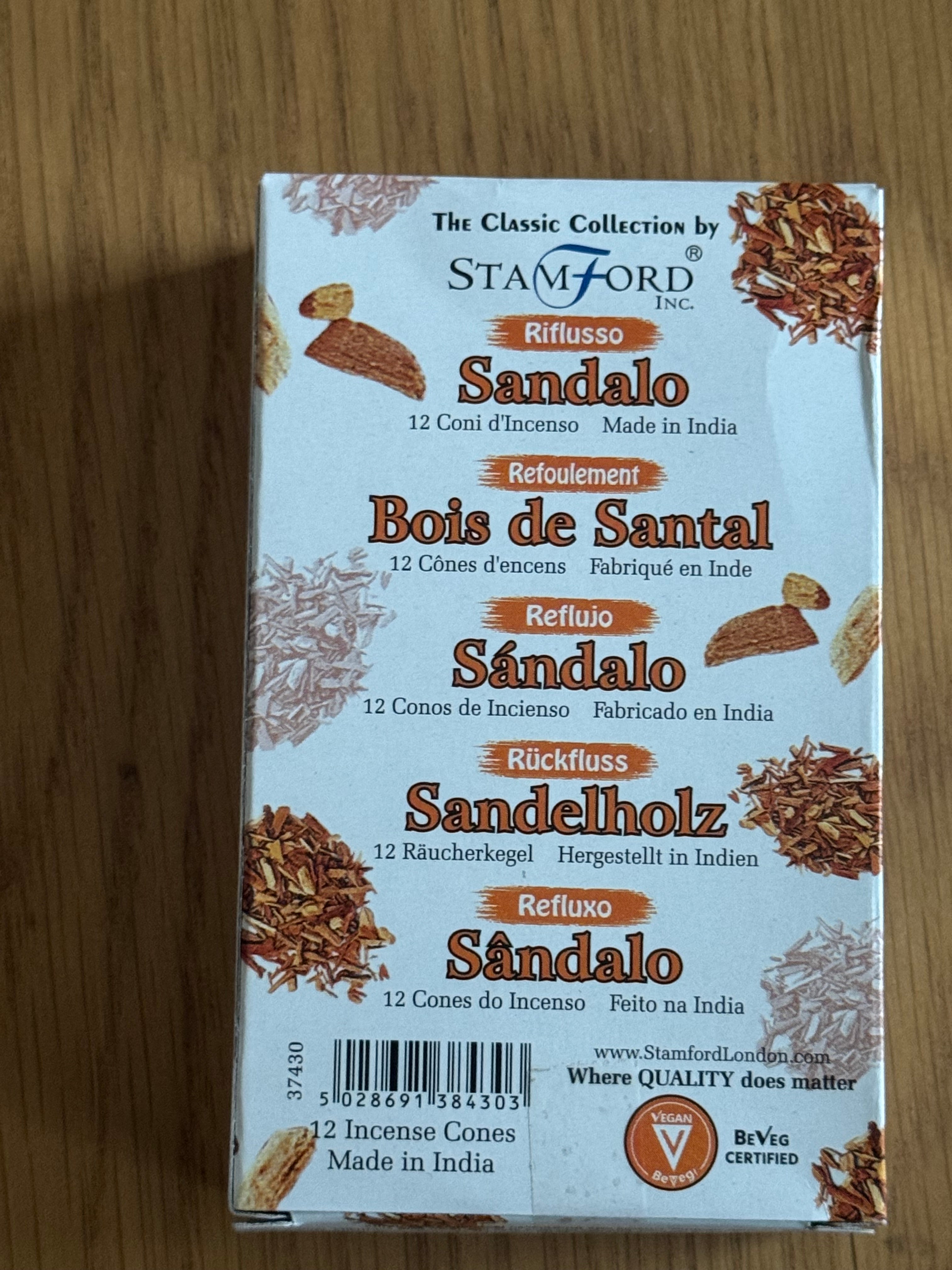 Sandalwood Backflow Incense Cones (12 Pack